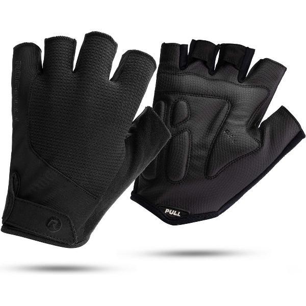 Rogelli Essential Fietshandschoenen Zomer - Wielrenhandschoenen - Korte Vinger - Heren - Zwart - Maat XL