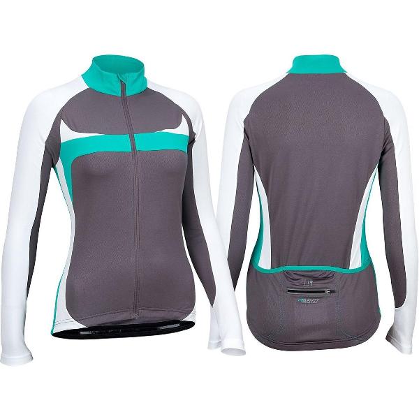 Avento Wielrenshirt Lange Mouw - Dames - Antraciet/Wit/Turquoise - 36