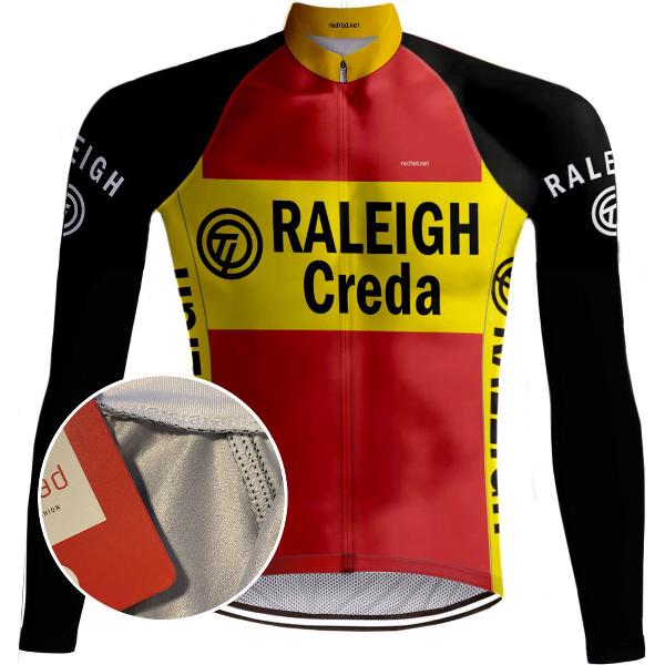 Retro Wielershirt Lange Mouwen TI-Raleigh Rood - REDTED - 5XL