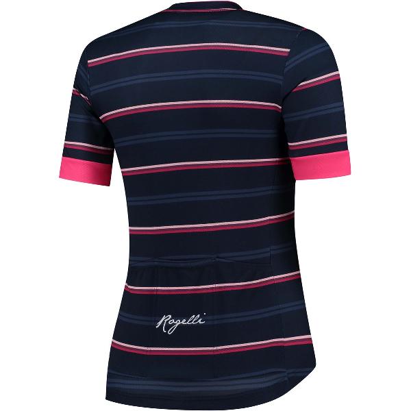 Rogelli Stripe Fietsshirt - Korte Mouwen - Dames - Blauw, Roze - Maat M
