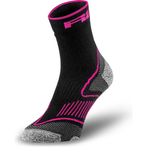 Merino wollen sokken - Warme sokken voor de winter met echt merino wol - R2 - Challenge Fietssokken - Zwart/Roze - Maat M (39 - 42)