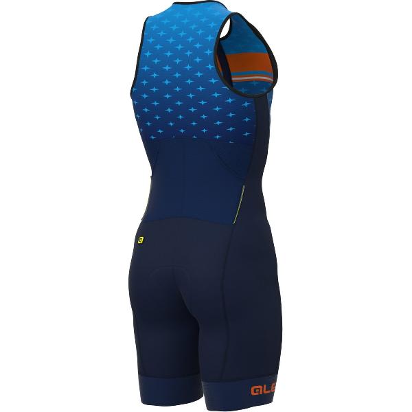 Ale Skinsuit Korte Mouwen Triathlon Stars Long - Blauw - L - Valt klein