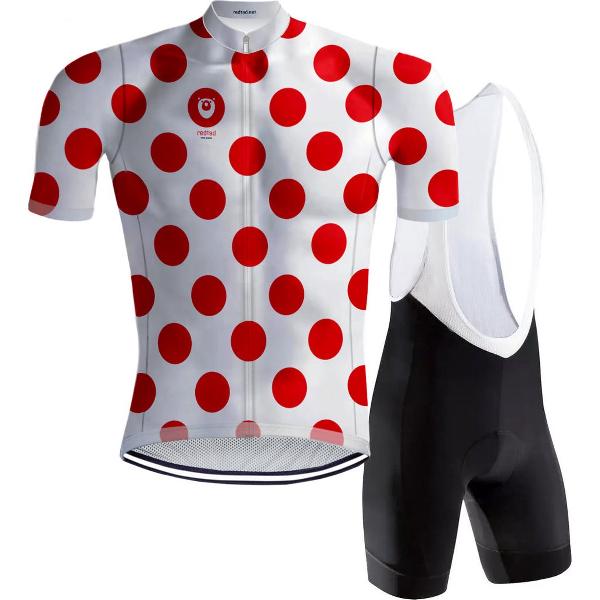 Retro Wielertenue Bolletjestrui - REDTED - XXL