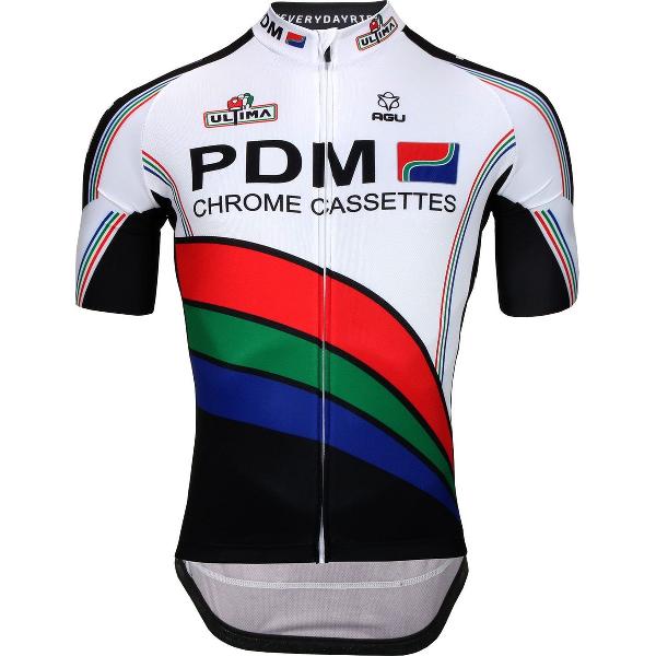 Retro PDM fietsshirt met korte mouwen en lange rits - XL
