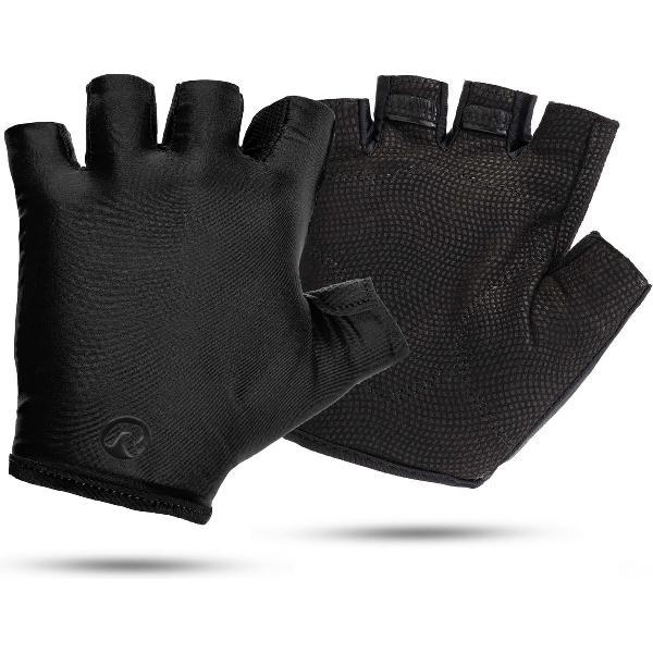 Rogelli Solid Fietshandschoenen Zomer - Wielrenhandschoenen - Korte Vinger - Heren - Zwart - Maat L