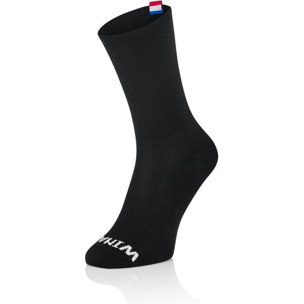 Winaar Fietssokken Zomer Unisex Zwart met Nederlandse vlag label - WINAAR BLACK NED label-36-38