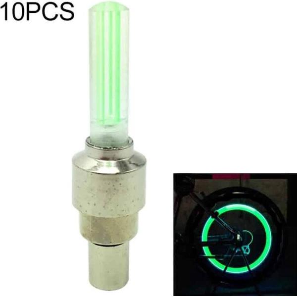 10 STKS LED Fietsverlichting Wiel Ventieldopjes Fietsaccessoires Fietsen Lantaarn Spaken Lamp (Groen)