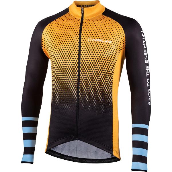 Nalini - Heren - Fietsshirt - Lange Mouwen - Wielrenshirt - Geel - Zwart - NEW LS STRIPES JERSEY - XS