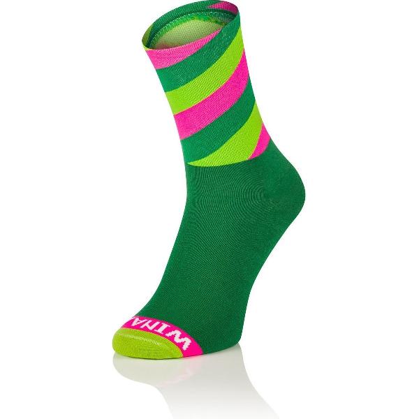 Winaar Fietssokken Tussenseizoen Unisex Groen Roze - CX K-Power - 42-44