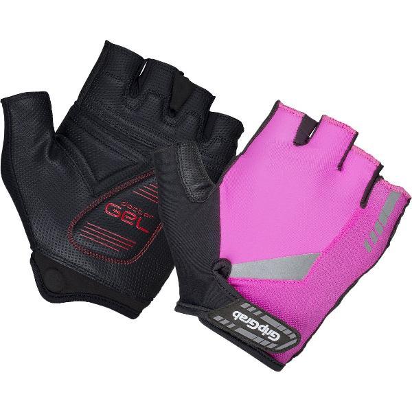 GripGrab - ProGel Padded Korte Vinger Zomer Fietshandschoenen Wielrenhandschoenen met Padding - Roze Hi-Vis - Unisex - Maat XL