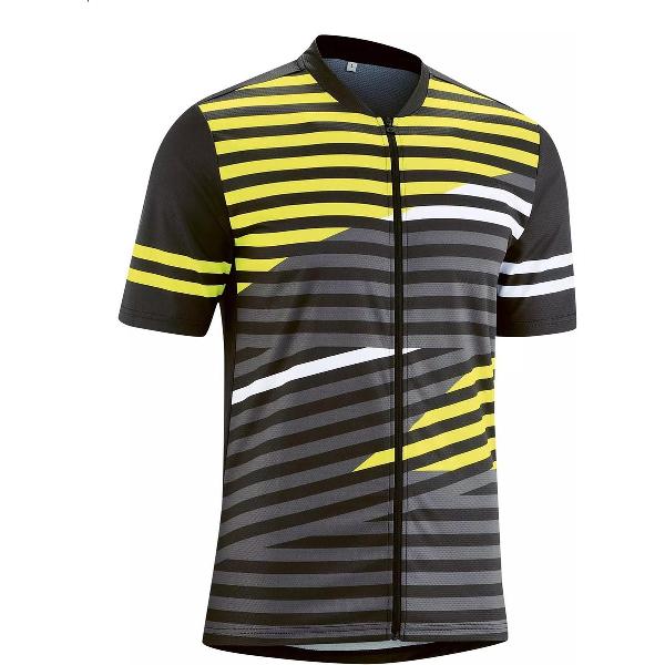 Gonso Agno Full Zip Fietsshirt - Maat M - Mannen - zwart - geel - grijs - wit