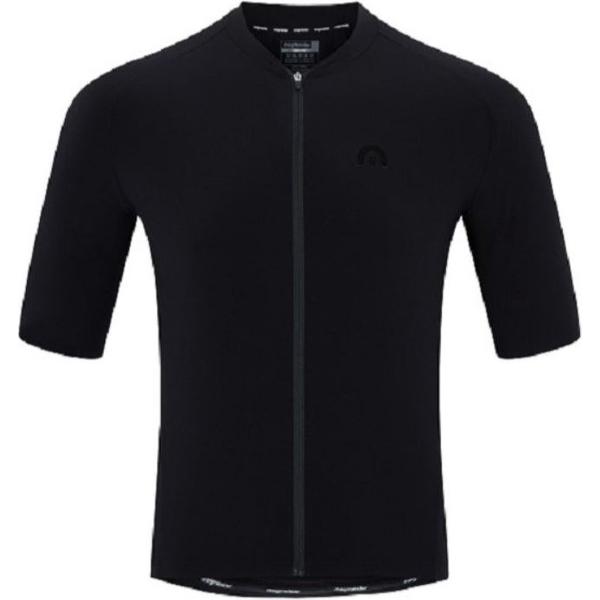 Megmeister Woven Jersey Plain Black - Fietsshirt korte mouwen Zwart Heren-XS