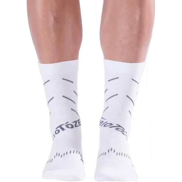 veloToze Cycling Sock - Active Compression White/Grey - Large/XL - Sokken