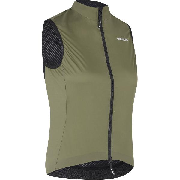 GripGrab - W's PACR Vest Lichte Winddichte Fiets Gilet voor Dames Thermo Wielrennen Windvest Mouwloos - Olijf Groen - Vrouwen - Maat M