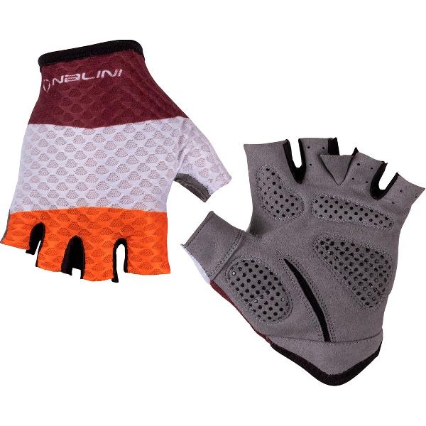 Nalini Unisex Fietshandschoenen zomer - wielrenhandschoenen korte vingers Rood Oranje - NEW SUMMER GLOVE Red wine/Orange - L