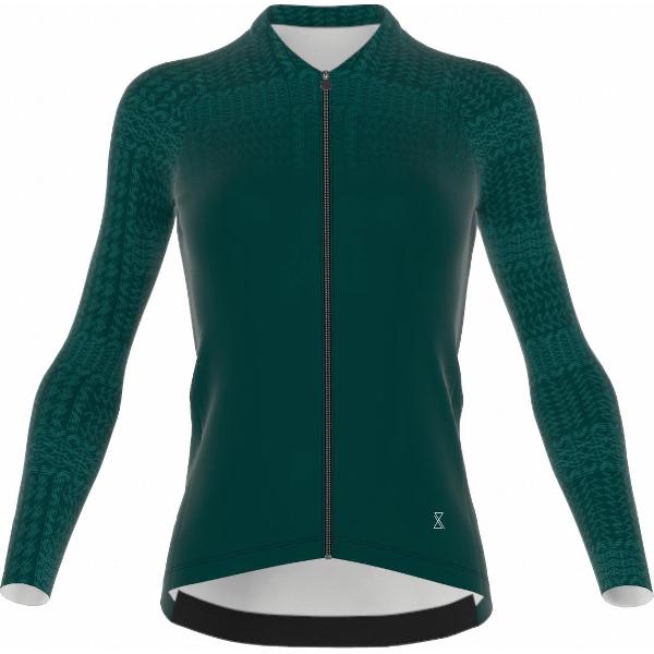 Fietsshirt dames - lange mouwen groen - TENUE des Femmes - Maat M