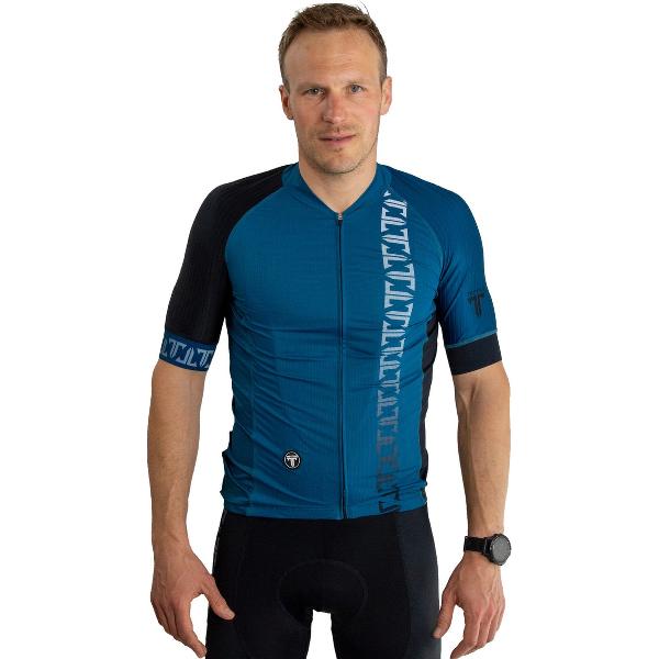 TriTiTan Titanium Pro Cycling Jersey Short Sleeve - Fietstrui - Fietsshirt - Blauw - XL