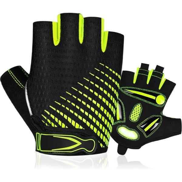 Fietshandschoenen met halve vingers - Gel gevoerde vingerloze fietshandschoenen - ademende MTB-handschoenen voor mannen en vrouwen - Schokabsorberende antislip fietshandschoenen voor sport,maat XL.