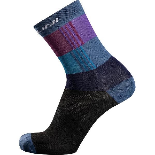 Nalini - Unisex - Fietssokken Zomer - Ademende Wielrensokken - Sneldrogend - Zwart - Blauw - NEWLOGOSOCKS - L/XL