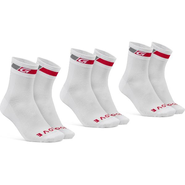 GripGrab - Classic Regular Cut 3PACK Zomer Fietssokken Coolmax Wielersport Sokken - Wit - Unisex - Maat L (44-47)