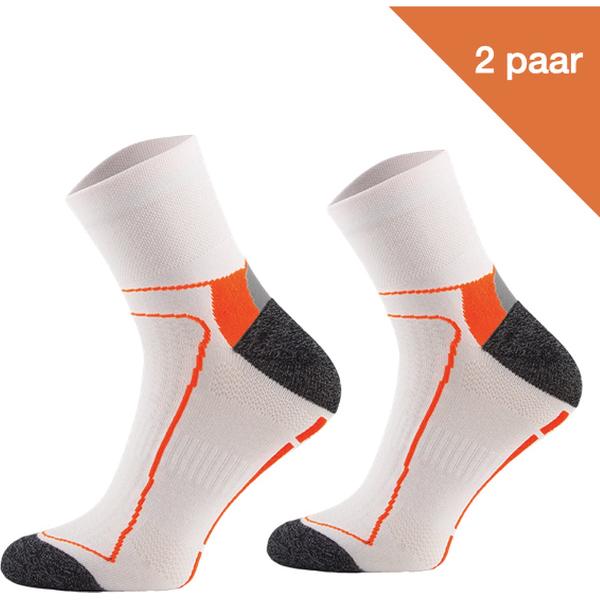 Comodo Fietssokken Polyester BIK1 - Wit/Oranje - 2 paar - Maat 35-38