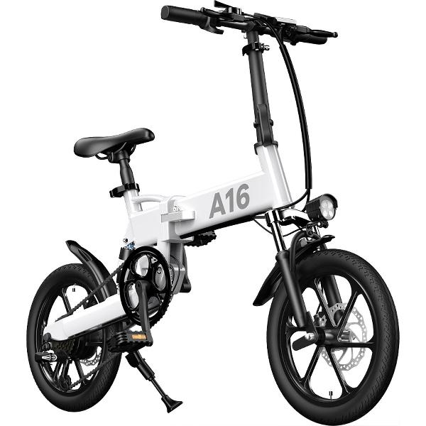 ADO Stay-on A16 E bike Elektrische Vouwfiets Shimano 7 Versnellingen 16 Inch Wit